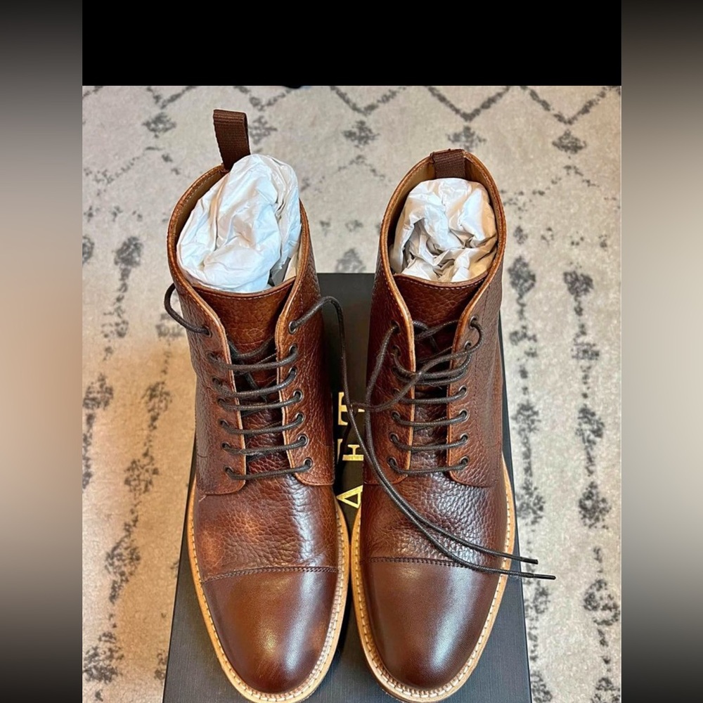 Men's Taft Rome Boots Handcrafted Brown Leather Size 42